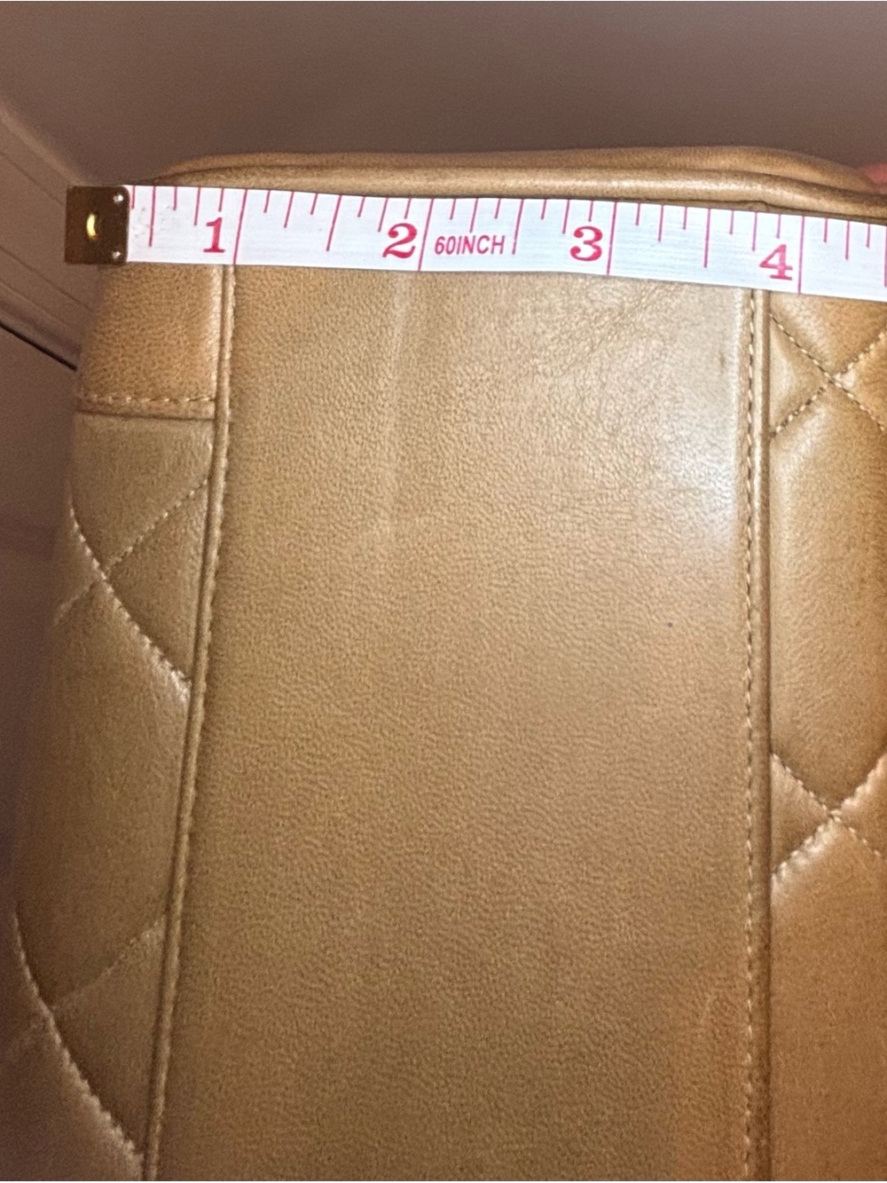 Chanel Vintage Quilted Top Handle Kelly Bag in Tan, 24K Gold Hardware - Picture 12 of 16